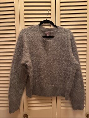 J. Crew Women's Fuzzy Cashmere Crewneck Sweater in Heather Gray